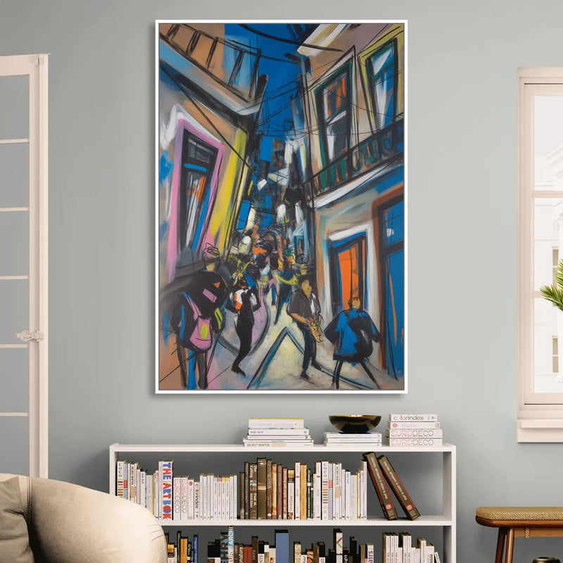 Bairro Alto Vibes Sitting Room - White Canvas Wall Art