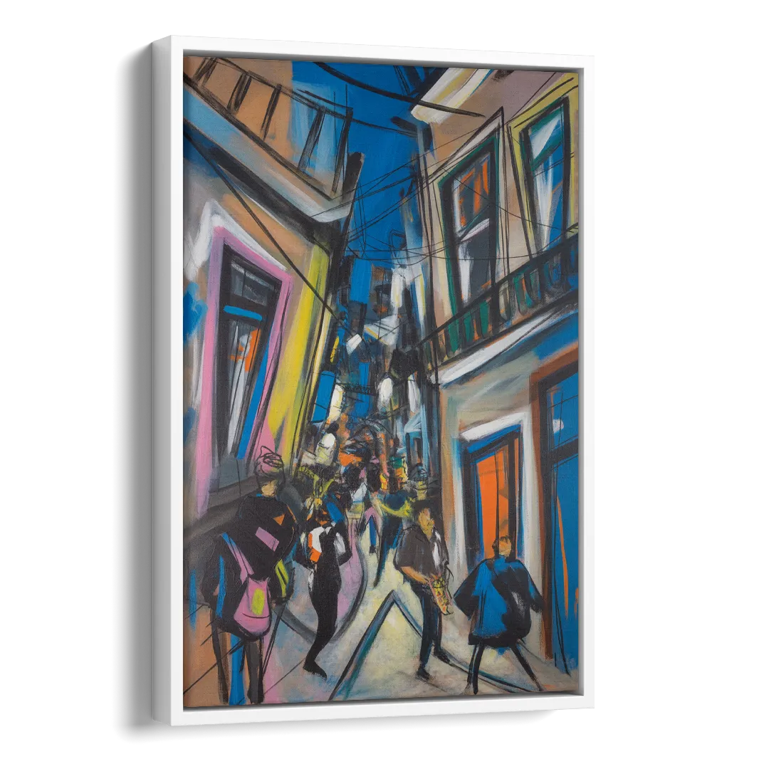 Bairro Alto Vibes Side - White Canvas Wall Art