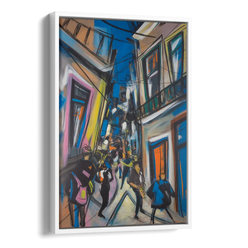 Bairro Alto Vibes Side - White Canvas Wall Art