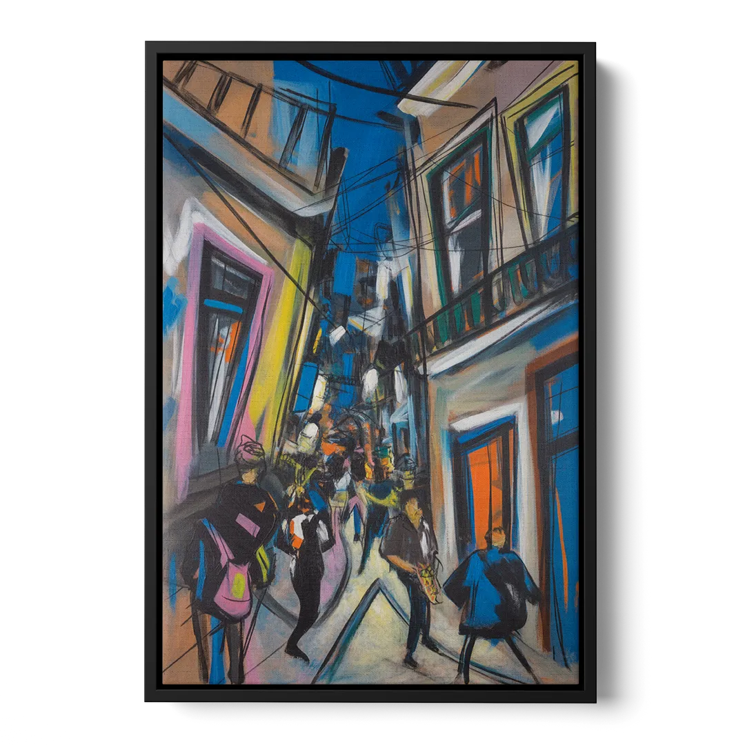 Bairro Alto Vibes Front - Black Canvas Wall Art