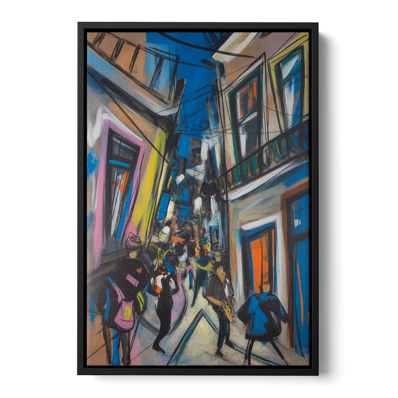 Bairro Alto Vibes Front - Black Canvas Wall Art