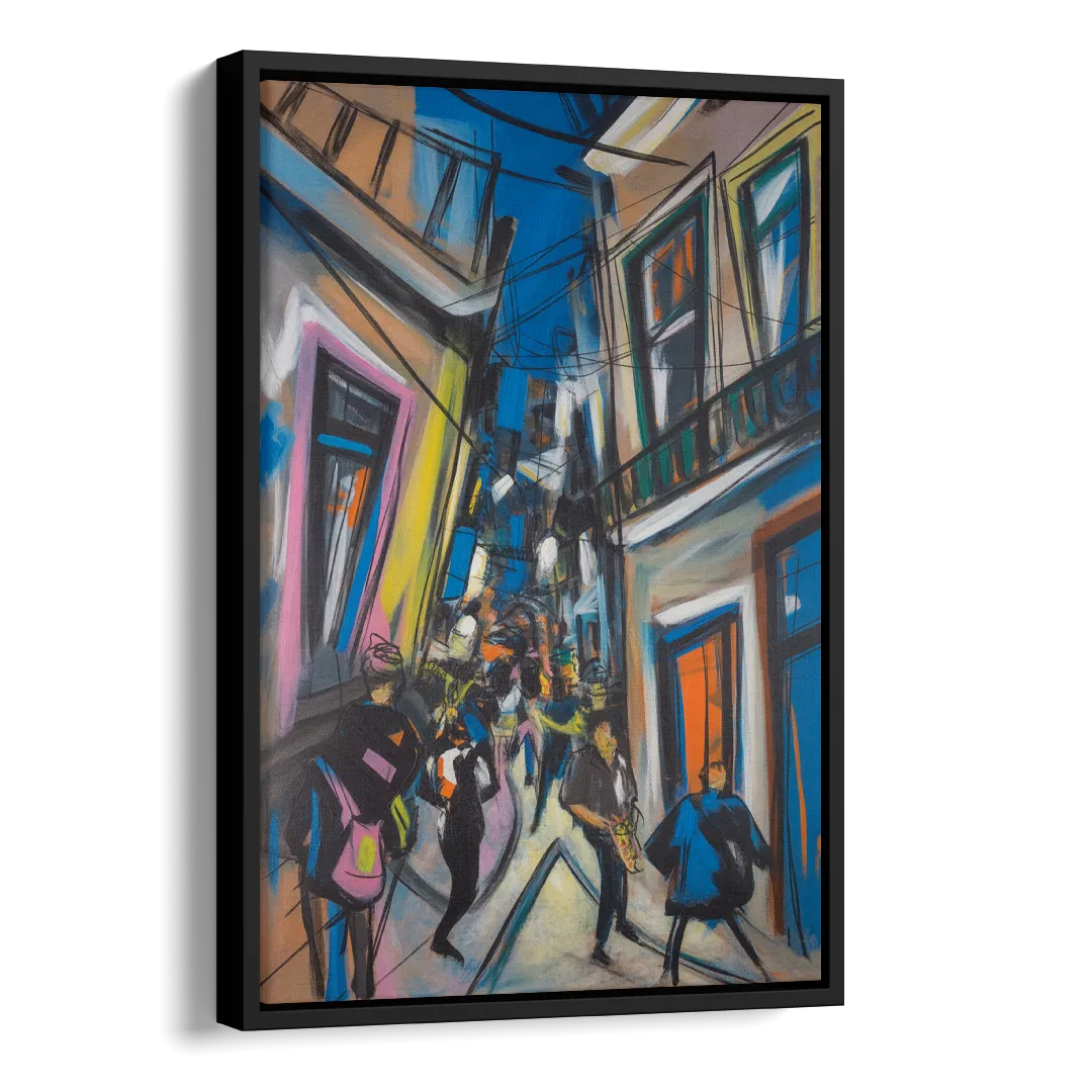 Bairro Alto Vibes Side - Black Canvas Wall Art