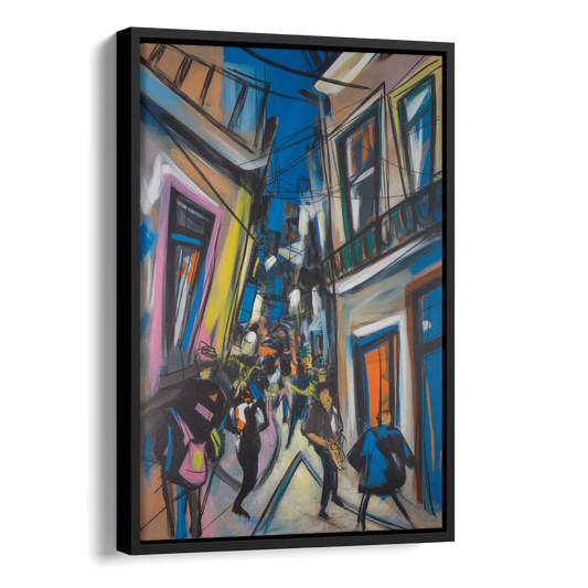 Bairro Alto Vibes Side - Black Canvas Wall Art