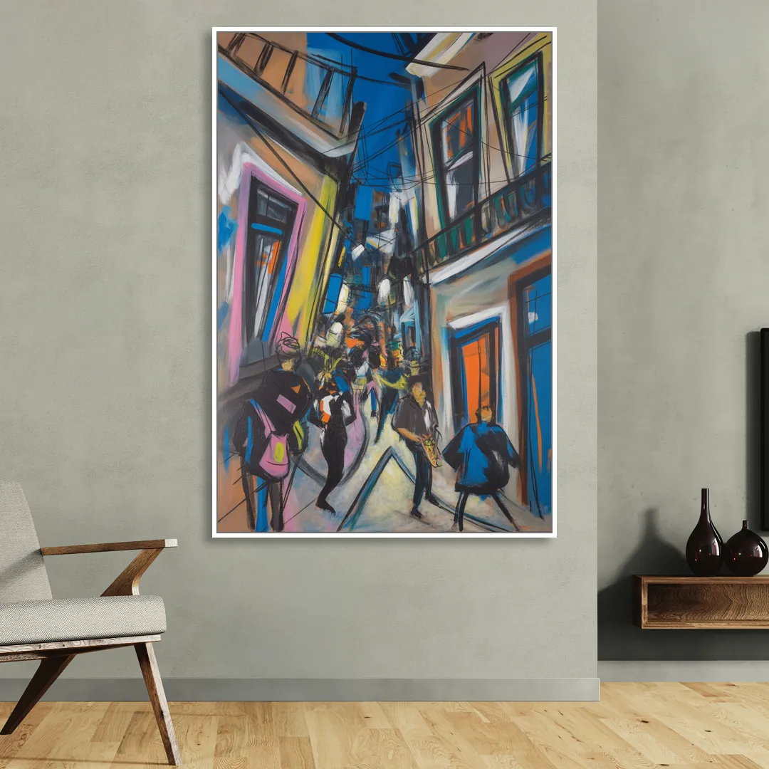 Bairro Alto Vibes Living Room - White Canvas Wall Art