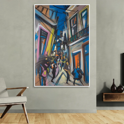Bairro Alto Vibes Living Room - White Canvas Wall Art