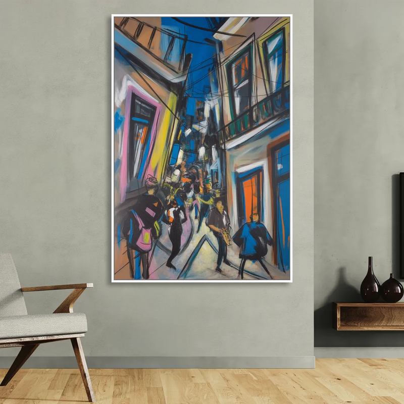 Bairro Alto Vibes Living Room - White Canvas Wall Art
