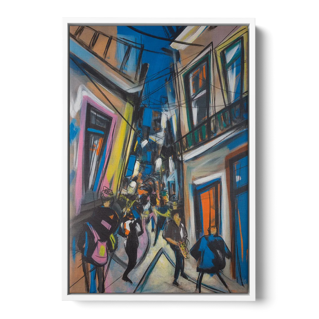 Bairro Alto Vibes Front - White Canvas Wall Art