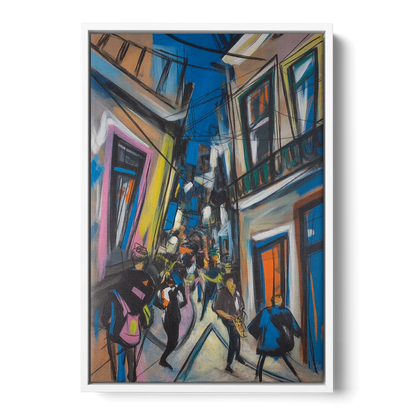 Bairro Alto Vibes Front - White Canvas Wall Art