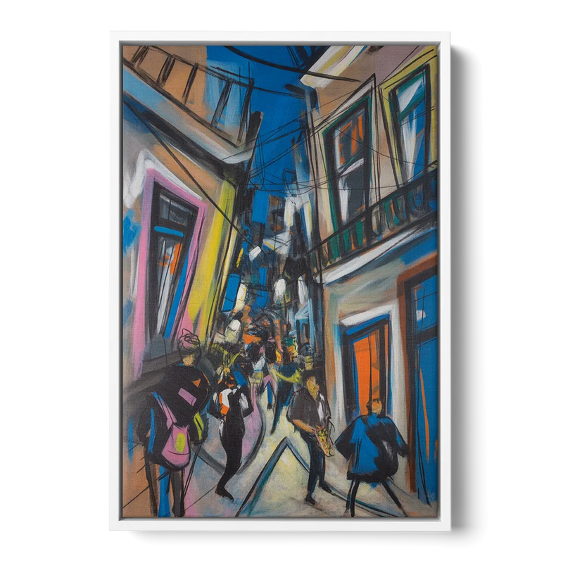 Bairro Alto Vibes Front - White Canvas Wall Art