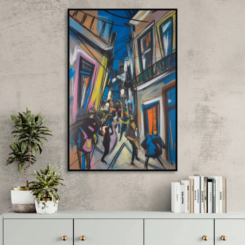 Bairro Alto Vibes Sitting Room - Black Canvas Wall Art