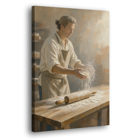 Bakery Decor Flour Toss Over the Rolling Pin - Canvas Wall Art - Side