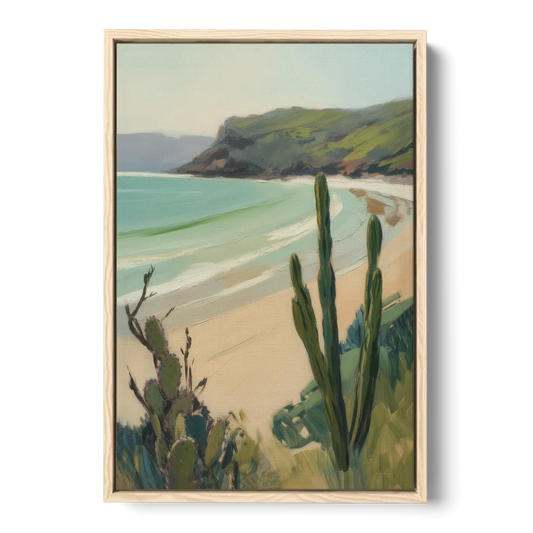 Balandra Beach Bay - Oak Framed Canvas Wall Art - Front
