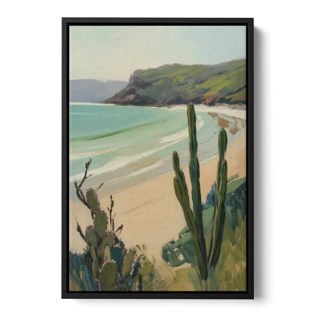 Balandra Beach Bay Front - Black Canvas Wall Art