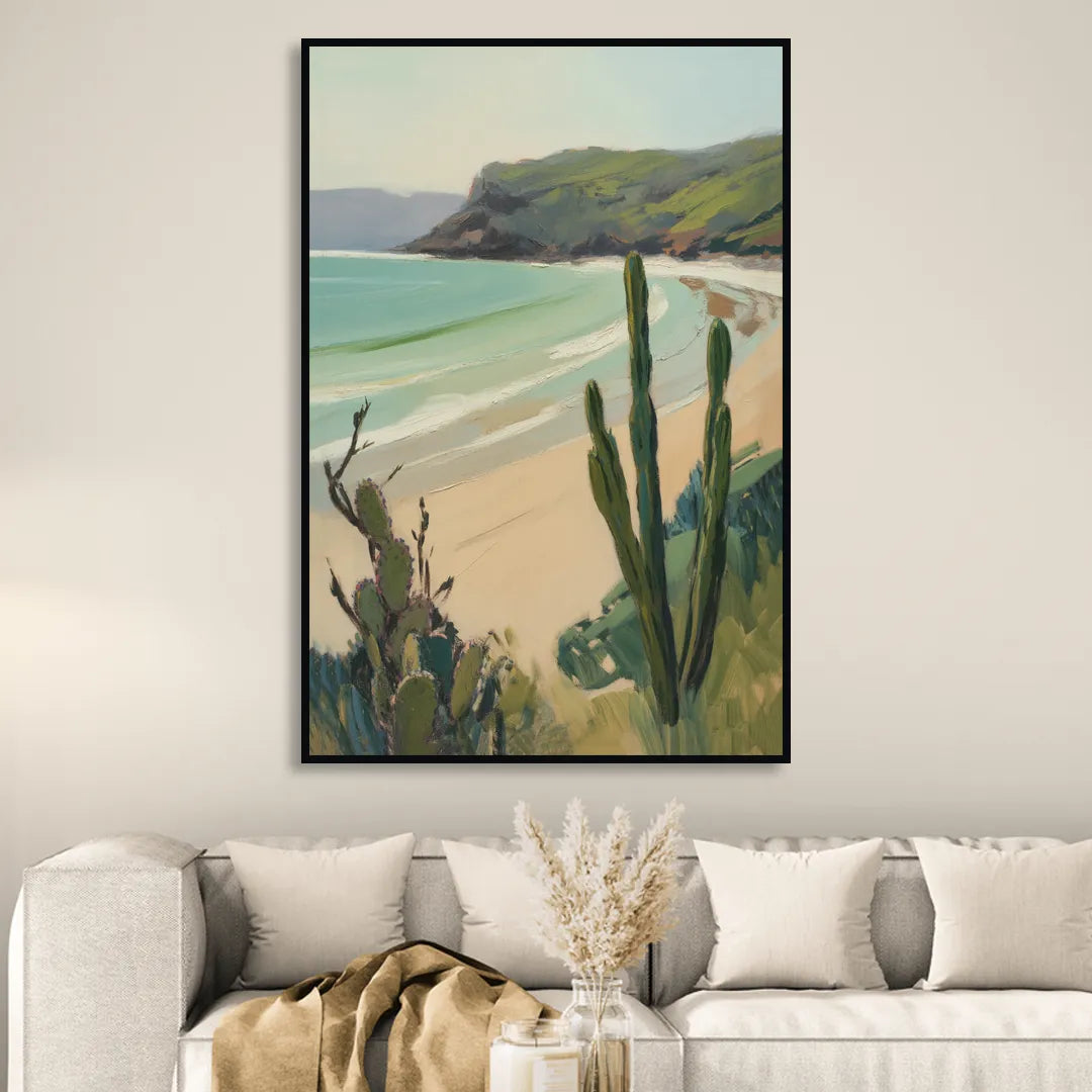 Balandra Beach Bay Living Room - Black Canvas Wall Art