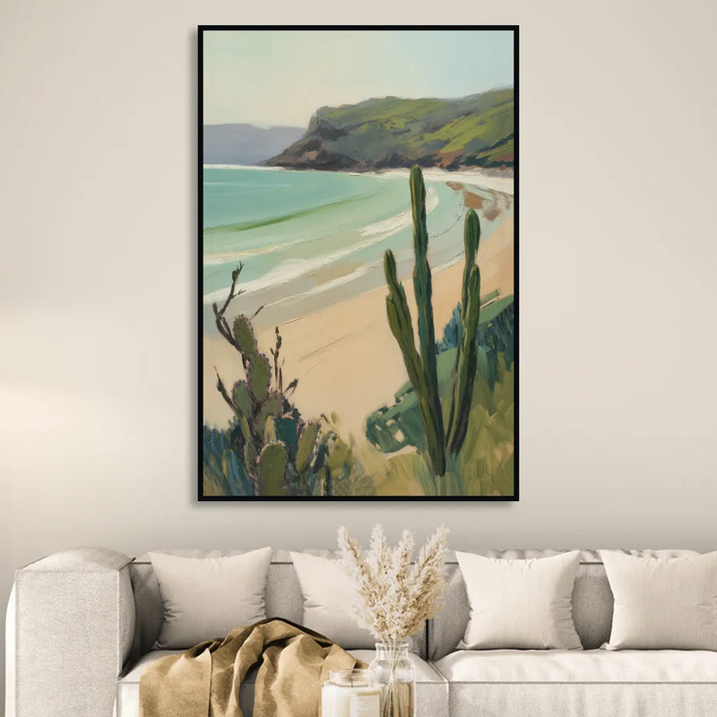Balandra Beach Bay Living Room - Black Canvas Wall Art