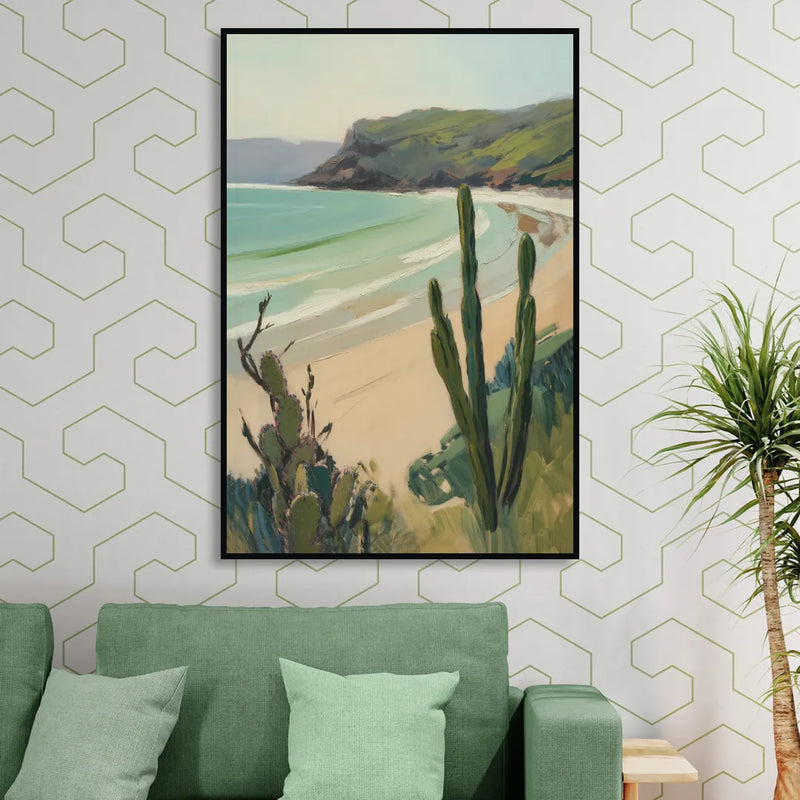 Balandra Beach Bay Sitting Room - Black Canvas Wall Art