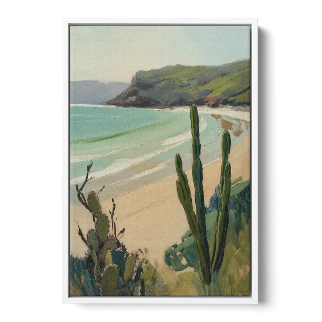 Balandra Beach Bay Front - White Canvas Wall Art