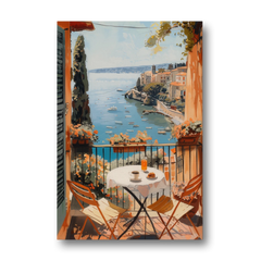 Balcony Painting Over an Italian Bay - Canvas Wall Art - Front