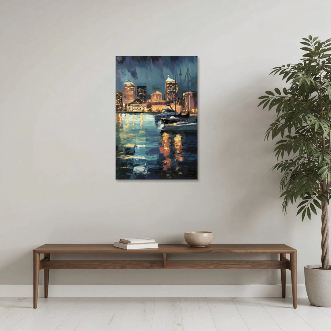 Baltimore Harbor Nightscape - Canvas Wall Art - Coffee Table - 24x36