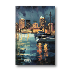 Baltimore Harbor Nightscape - Canvas Wall Art - Front