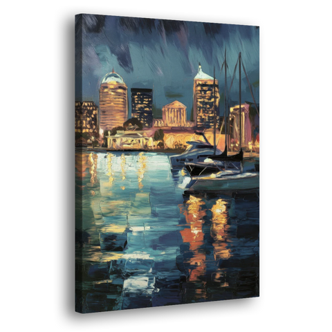 Baltimore Harbor Nightscape - Canvas Wall Art - Side