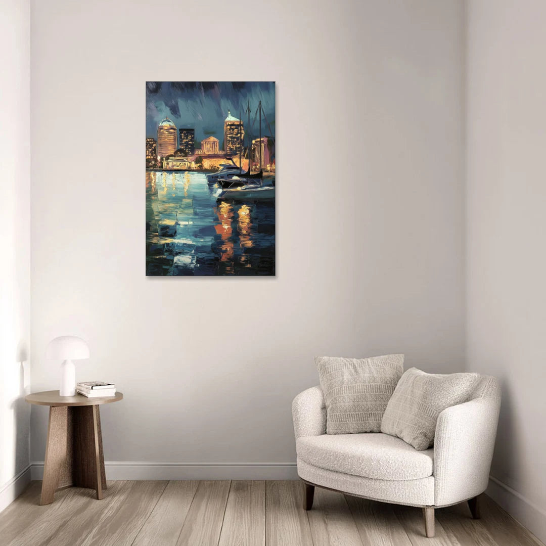 Baltimore Harbor Nightscape - Canvas Wall Art - Sofa - 24x36