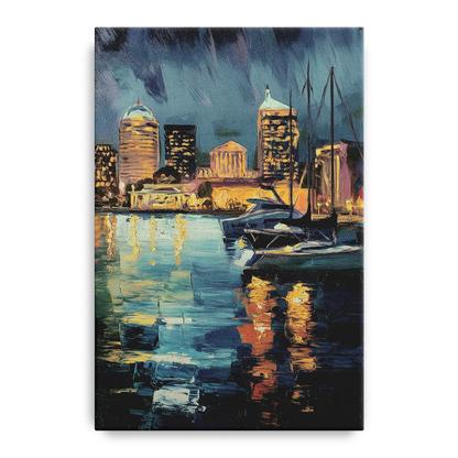 Baltimore Harbor Nightscape Front - Canvas Wall Art
