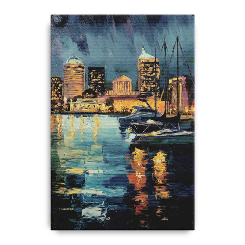 Baltimore Harbor Nightscape Front - Canvas Wall Art