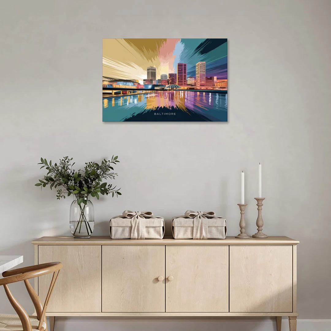Baltimore Iconic Skyline - Canvas Wall Art - Coffee Table - 36x24