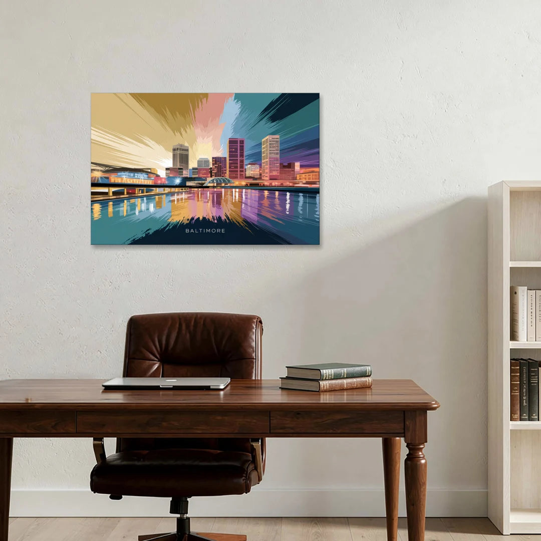 Baltimore Iconic Skyline - Canvas Wall Art - Office - 36x24
