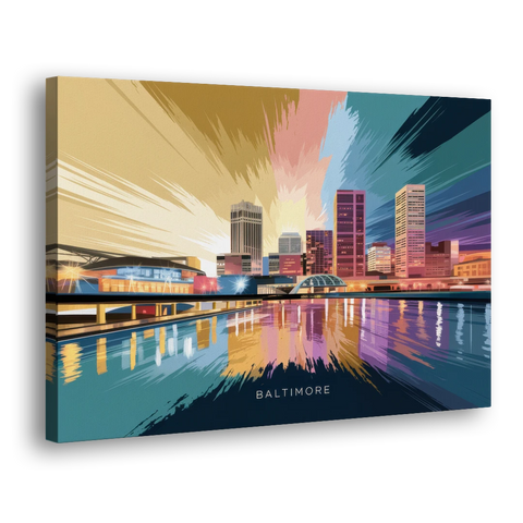 Baltimore Iconic Skyline - Canvas Wall Art - Side