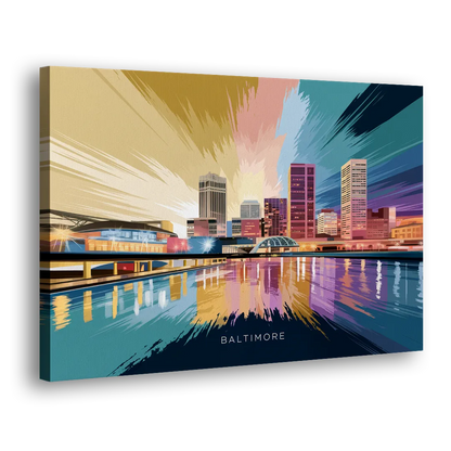 Baltimore Iconic Skyline Side - Canvas Wall Art