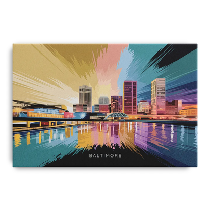 Baltimore Iconic Skyline Front - Canvas Wall Art