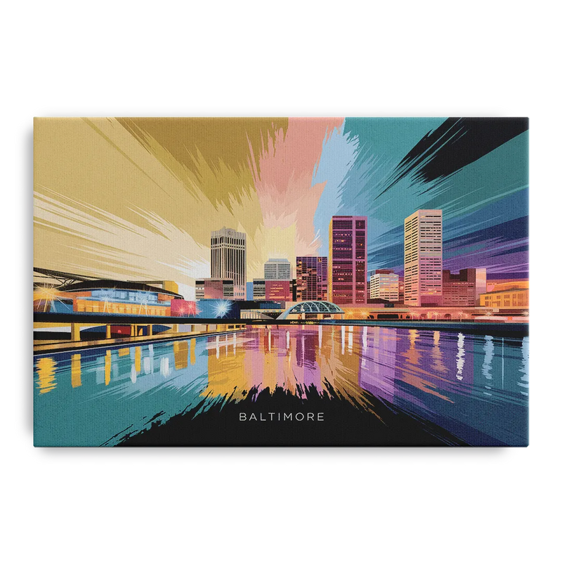 Baltimore Iconic Skyline Front - Canvas Wall Art