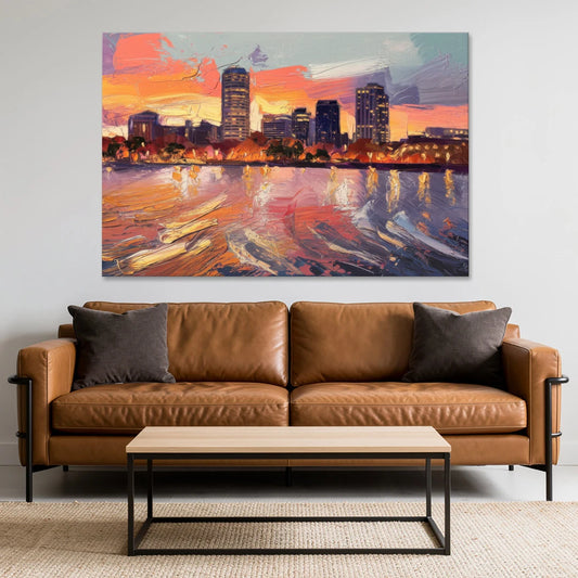 Baltimore Inner Harbor Sunset - Canvas Wall Art - Sofa - 60x40