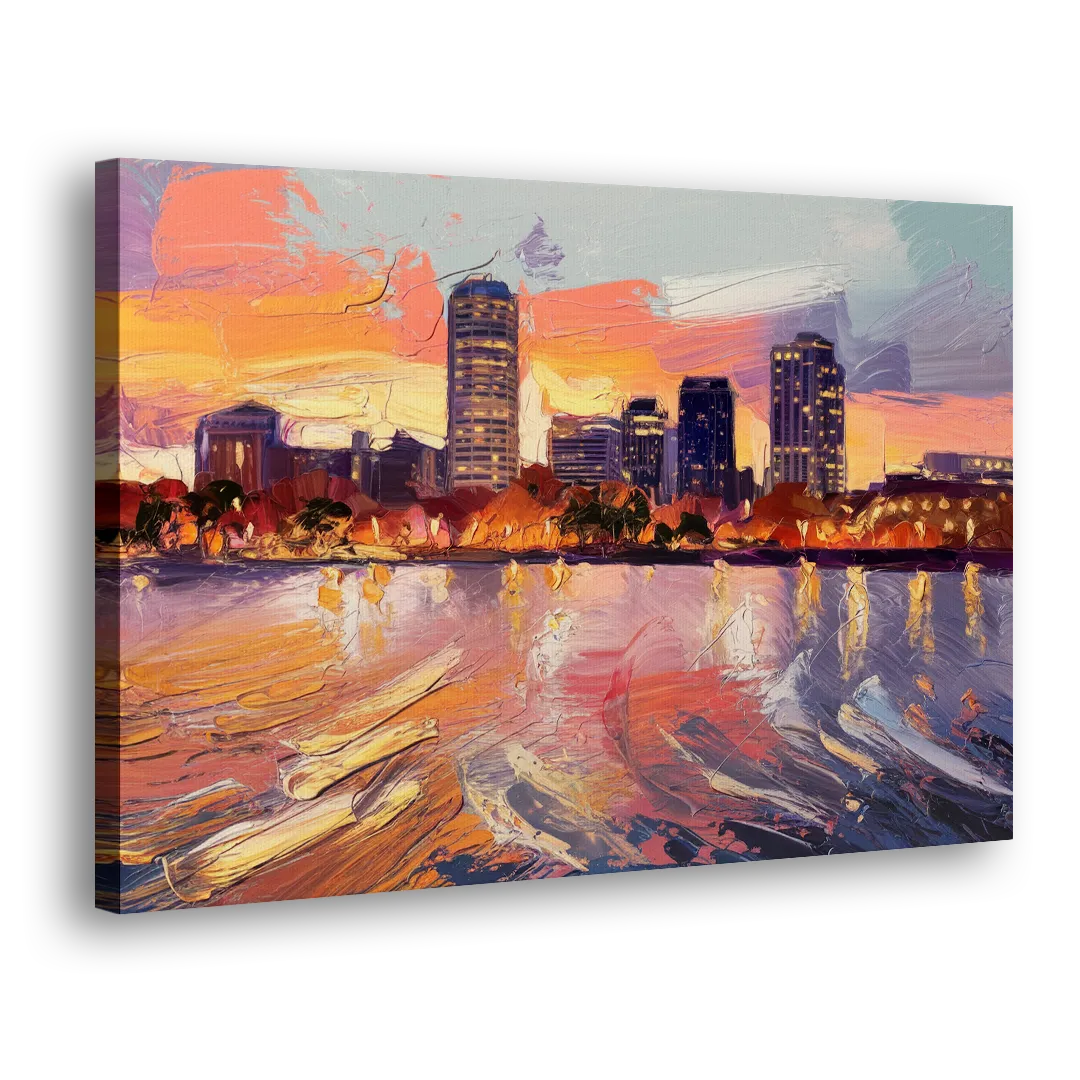 Baltimore Inner Harbor Sunset Side - Canvas Wall Art