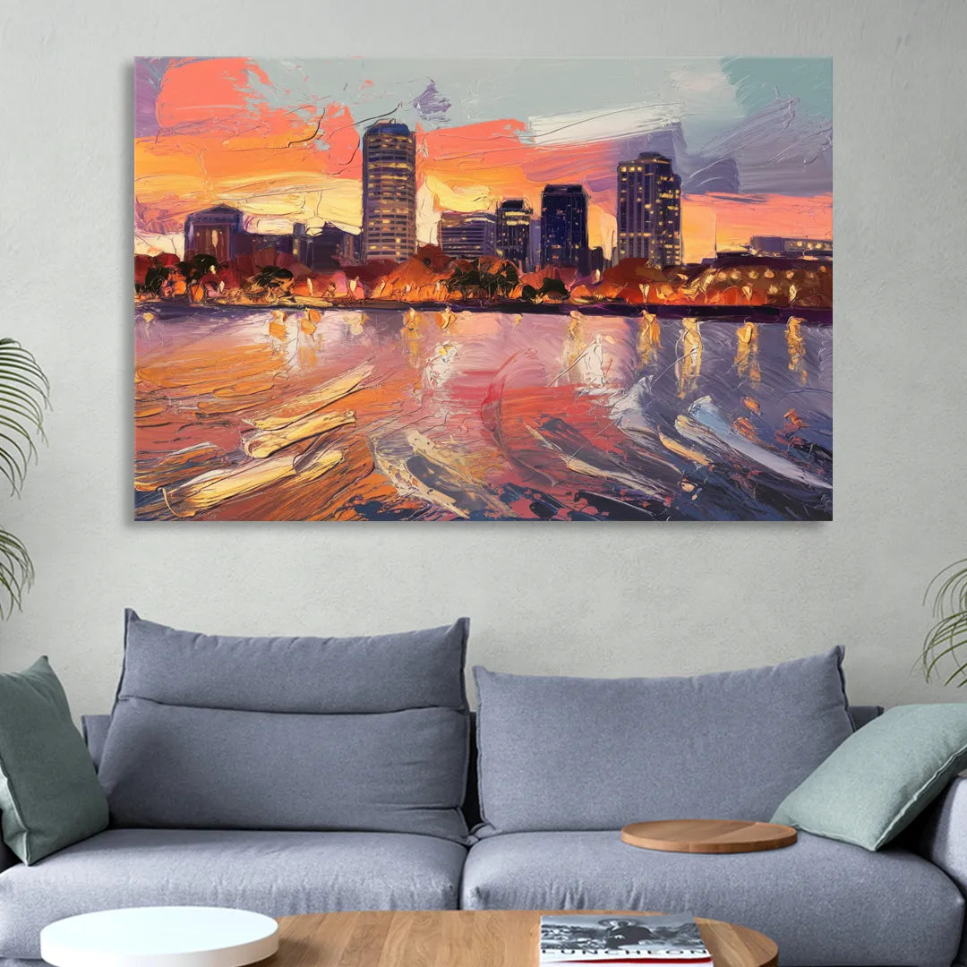 Baltimore Inner Harbor Sunset Sitting Room - Canvas Wall Art
