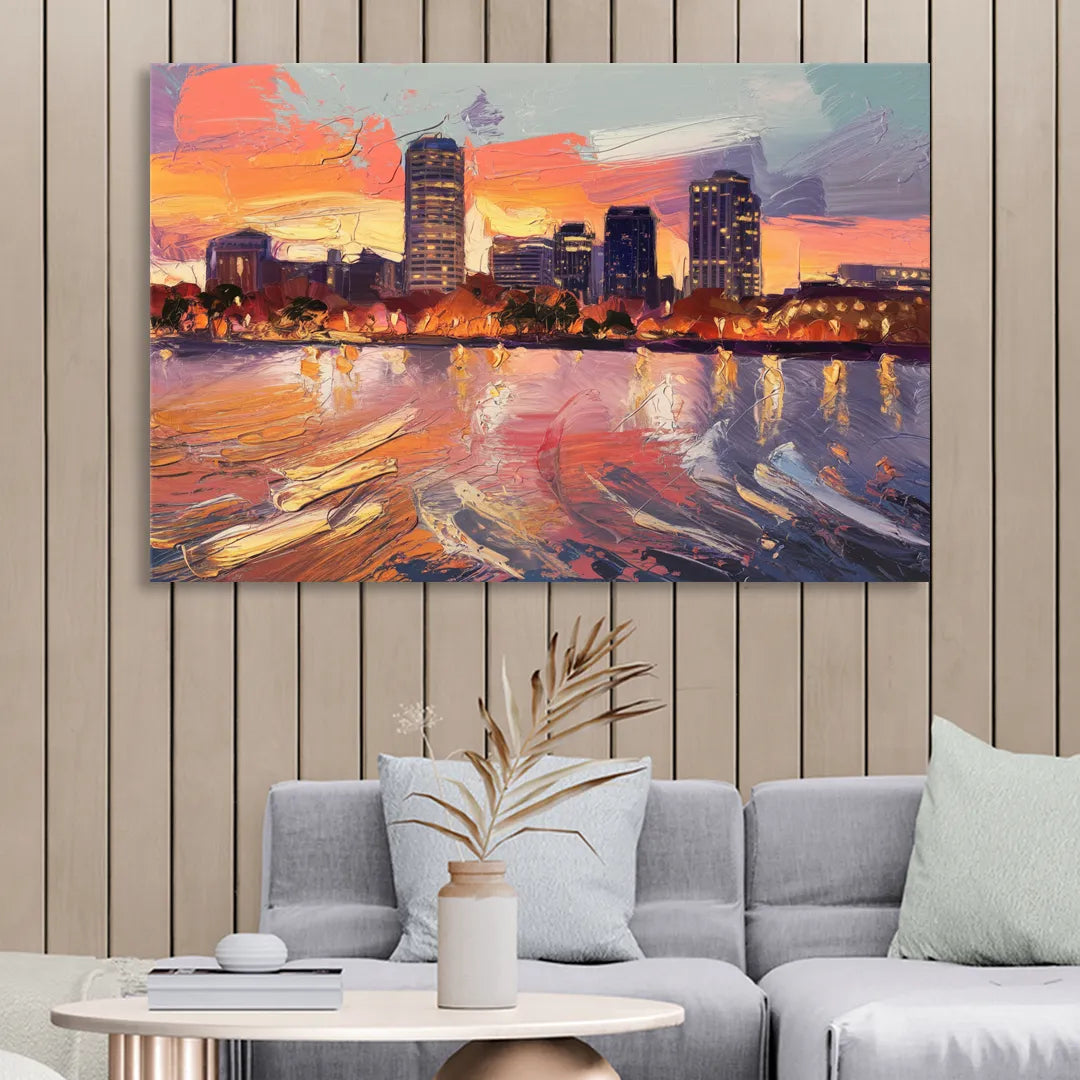 Baltimore Inner Harbor Sunset Living Room - Canvas Wall Art