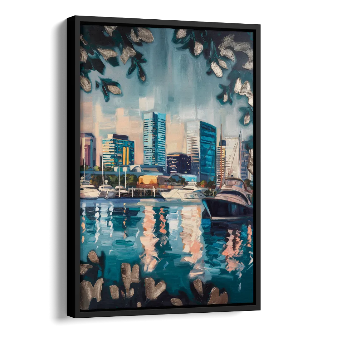 Baltimore Scenic Harbor Views Side - Black Canvas Wall Art