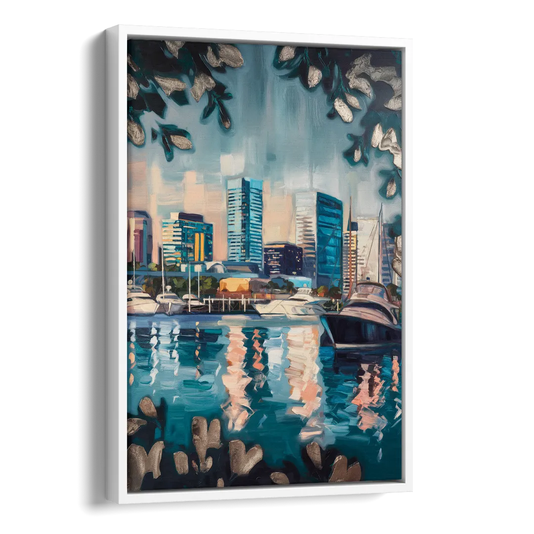 Baltimore Scenic Harbor Views Side - White Canvas Wall Art