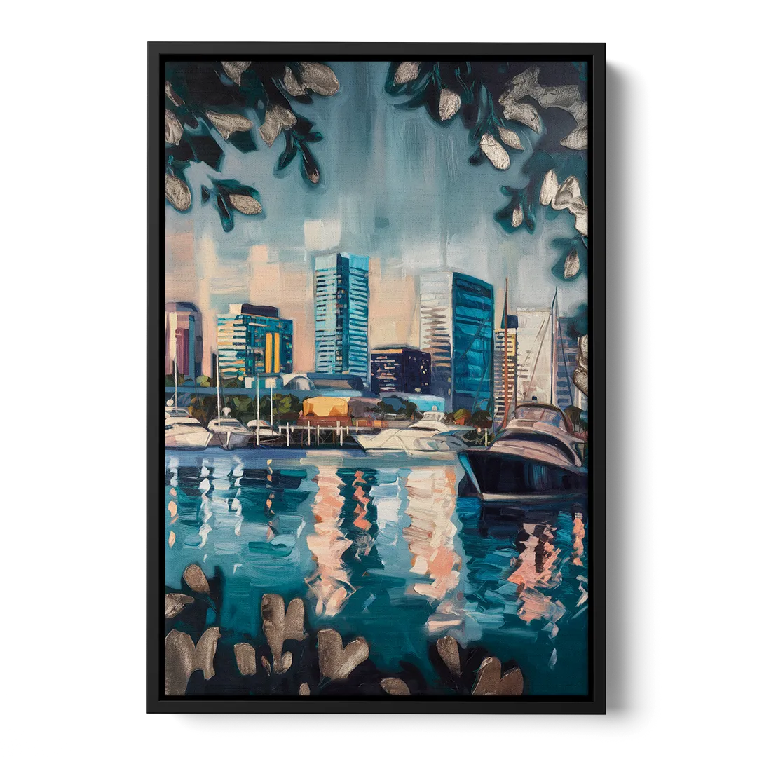 Baltimore Scenic Harbor Views Front - Black Canvas Wall Art