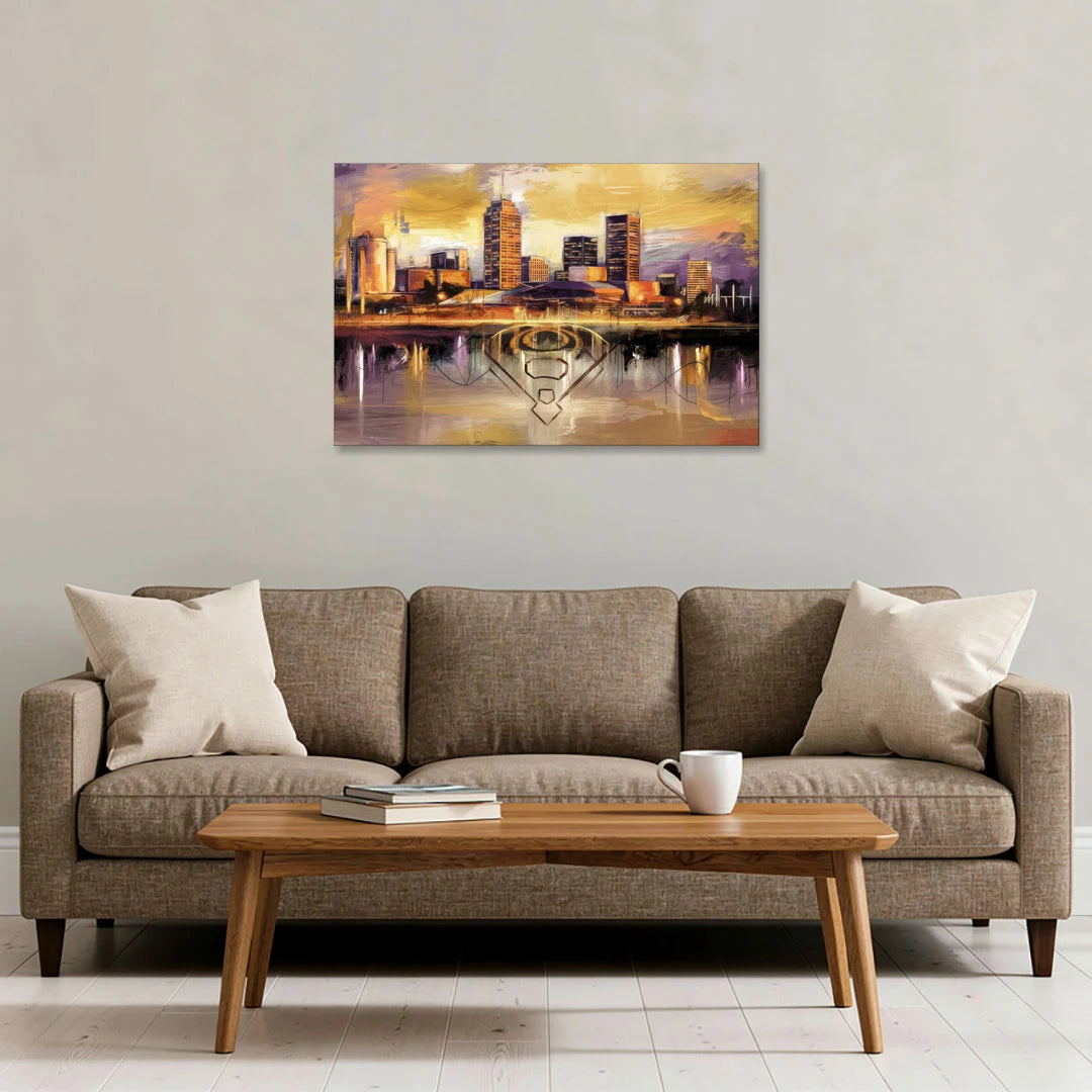 Baltimore Skyline With Orioles Theme - Canvas Wall Art - Sofa - 36x24