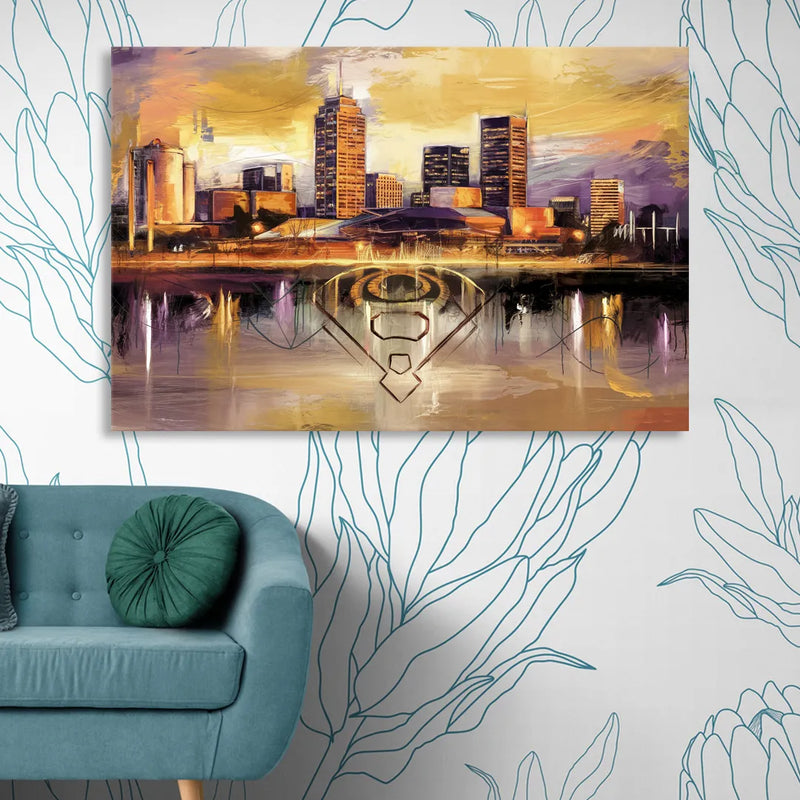 Baltimore Skyline With Orioles Theme Living Room - Canvas Wall Art