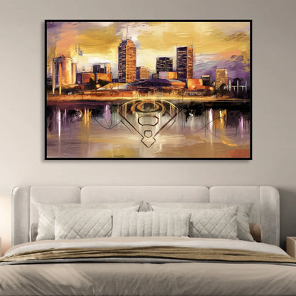 Baltimore Skyline With Orioles Theme Sitting Room - Black Canvas Wall Art