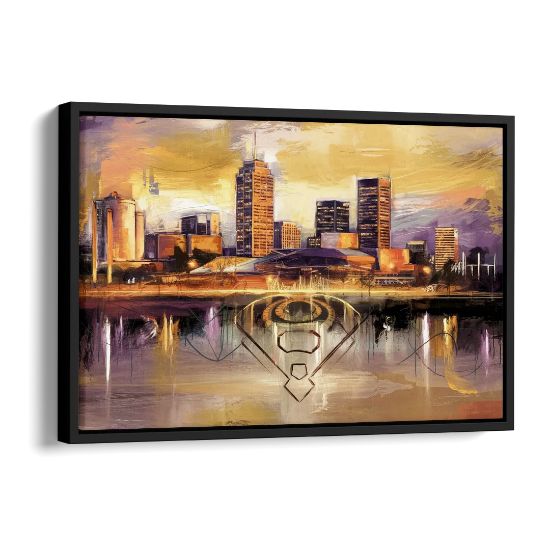 Baltimore Skyline With Orioles Theme Side - Black Canvas Wall Art