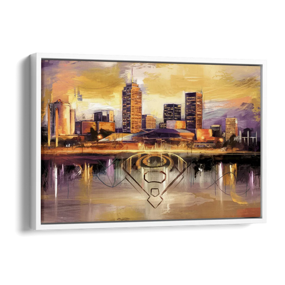 Baltimore Skyline With Orioles Theme Side - White Canvas Wall Art