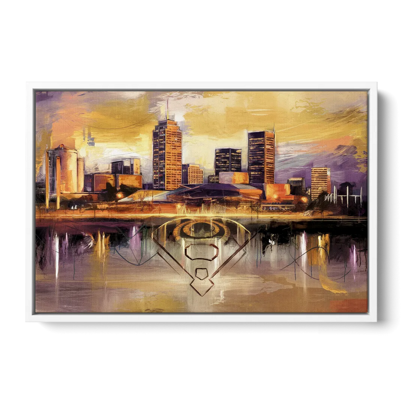 Baltimore Skyline With Orioles Theme Front - White Canvas Wall Art