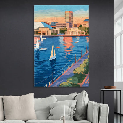 Baltimore Waterfront Charm Living Room - Canvas Wall Art