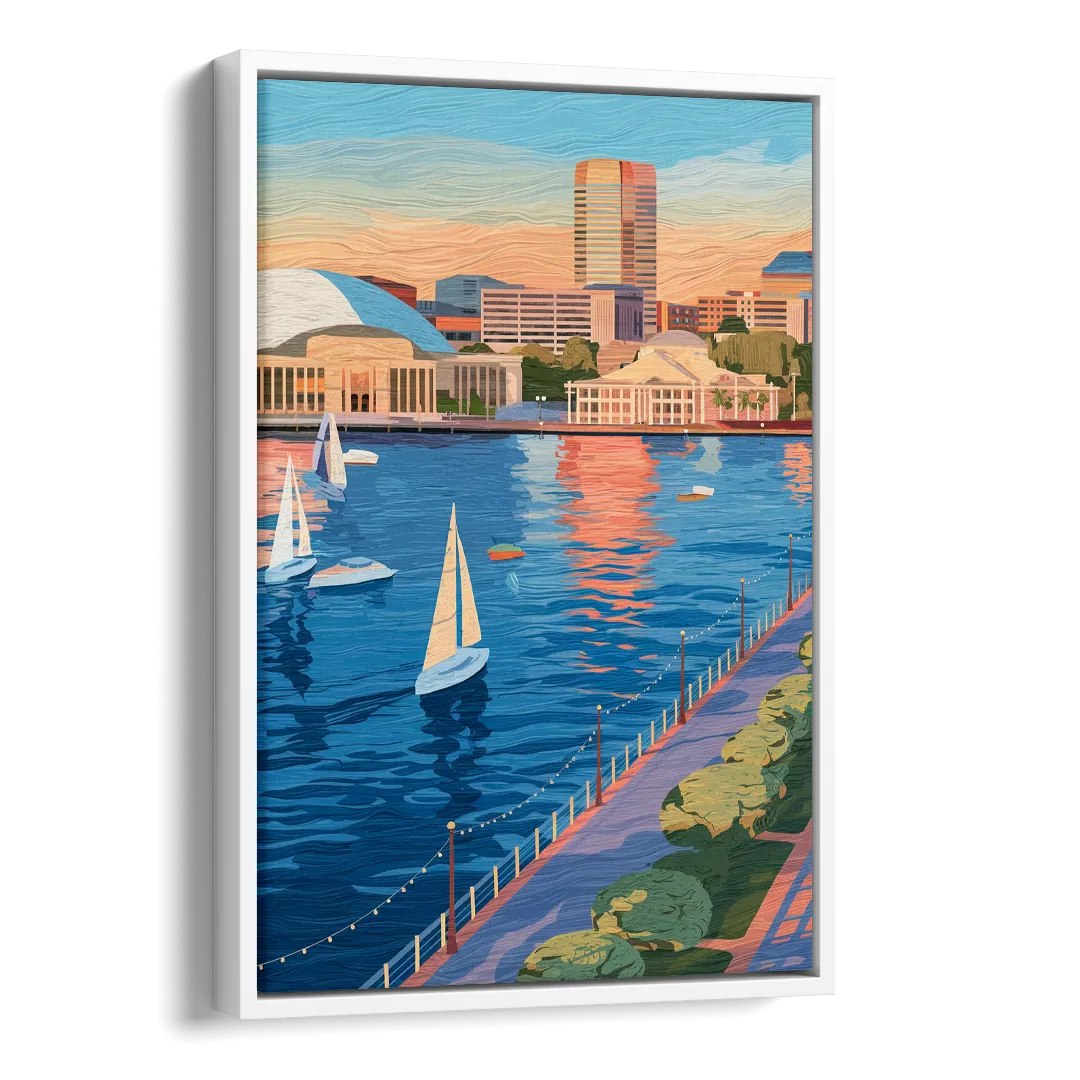 Baltimore Waterfront Charm Side - White Canvas Wall Art