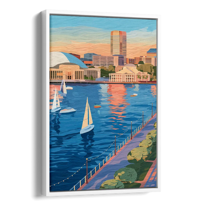 Baltimore Waterfront Charm Side - White Canvas Wall Art
